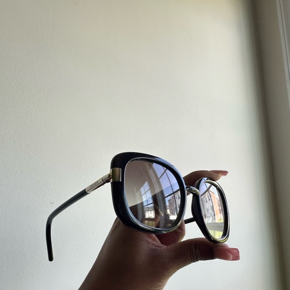 Prada Accessories - PRADA Womens Black & Gold Square frame shades SPR04W